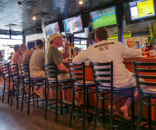 patrons in a sports bar