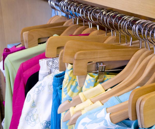 colorful shirts on a rack