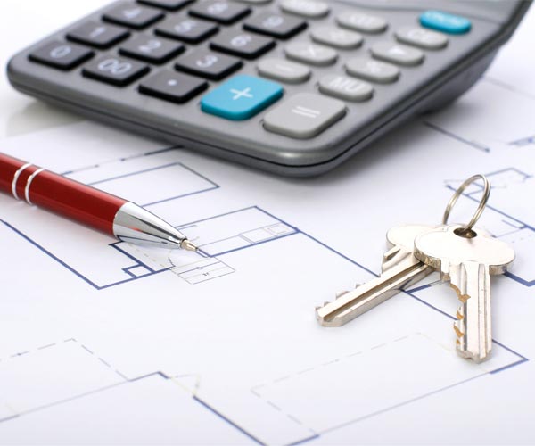  real estate calculator, contract, keys
