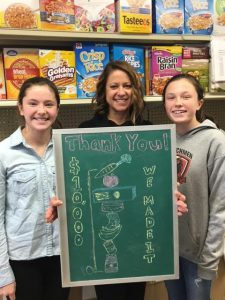 Franklin Community Center's Julie Slovic, flanked by Eva (L) and Celia (R) say thanks to anonymous benefactor. Photo Provided