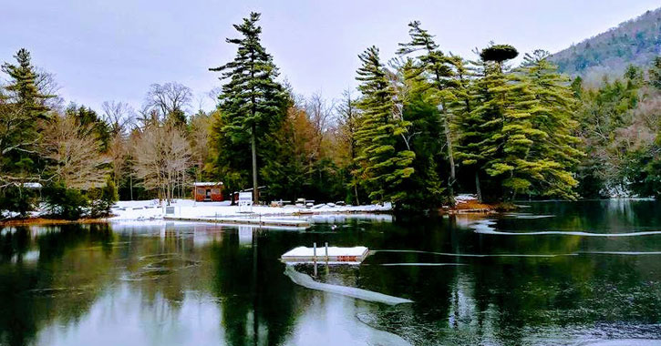 winter scenery by lake