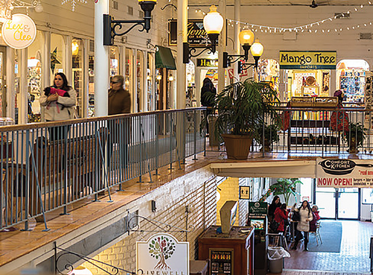 The Saratoga Marketplace in downtown Saratoga Springs has shops and galleries on two floors where shoppers can find a variety intriguing gift ideas. Courtesy Saratoga MArketplace