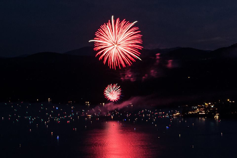 Fireworks over Lake George as seen from Shelving Rock