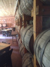 Barrel room at the Saratoga Winery